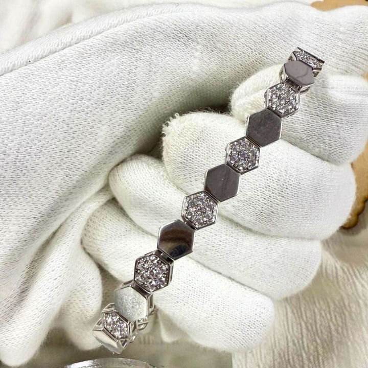 Modern Hexagon Style Bracelet with Dazzling Round Diamonds