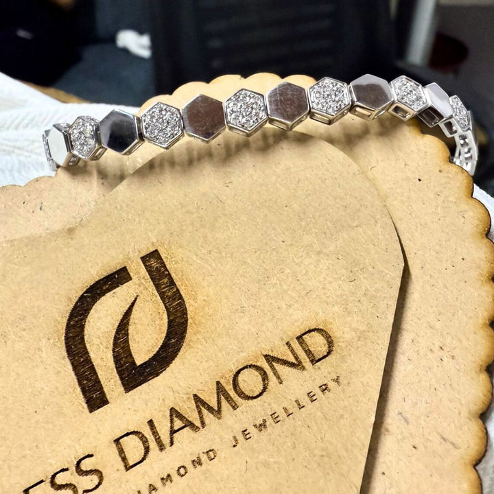 Modern Hexagon Style Bracelet with Dazzling Round Diamonds