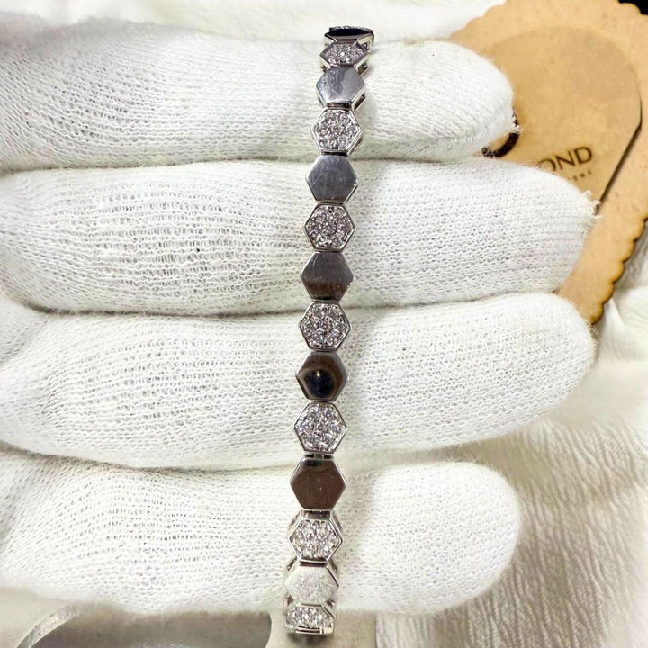 Modern Hexagon Style Bracelet with Dazzling Round Diamonds