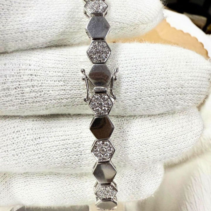Modern Hexagon Style Bracelet with Dazzling Round Diamonds