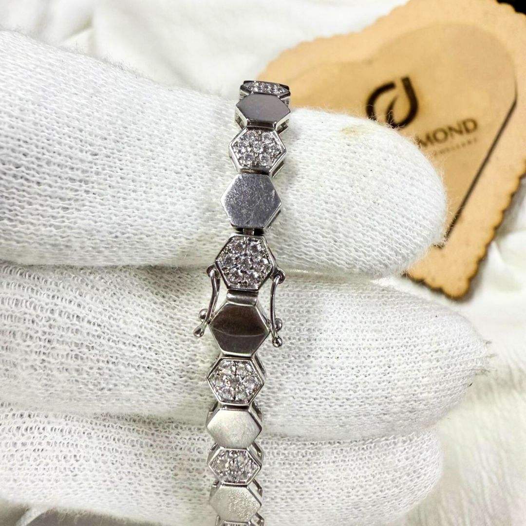 Modern Hexagon Style Bracelet with Dazzling Round Diamonds