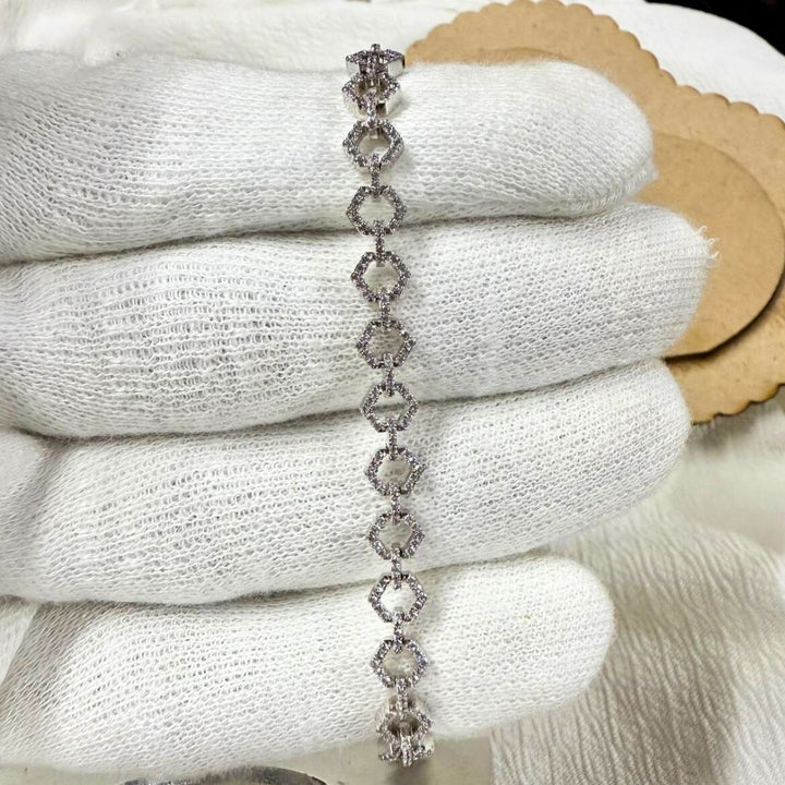 White Gold Hexagon Design Diamond Fashion Bracelet