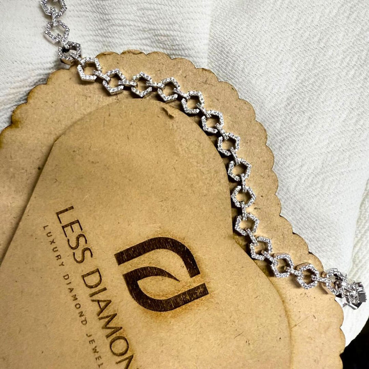 White Gold Hexagon Design Diamond Fashion Bracelet