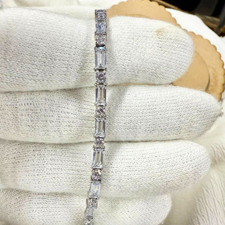 Unique Baguette and Round Cut Diamond Tennis Bracelet