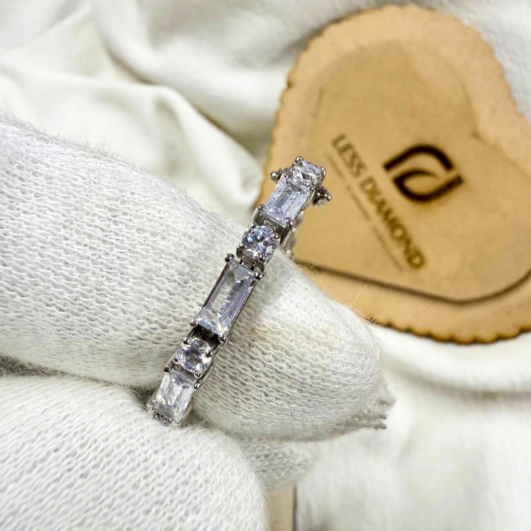 Unique Baguette and Round Cut Diamond Tennis Bracelet