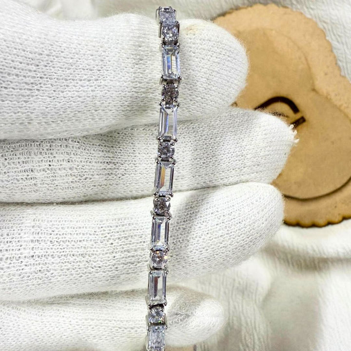 Unique Baguette and Round Cut Diamond Tennis Bracelet