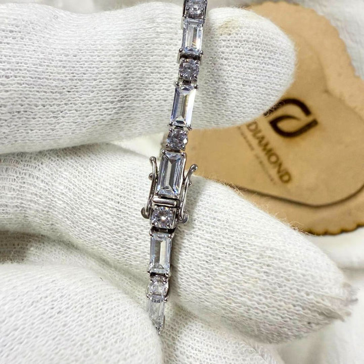 Unique Baguette and Round Cut Diamond Tennis Bracelet