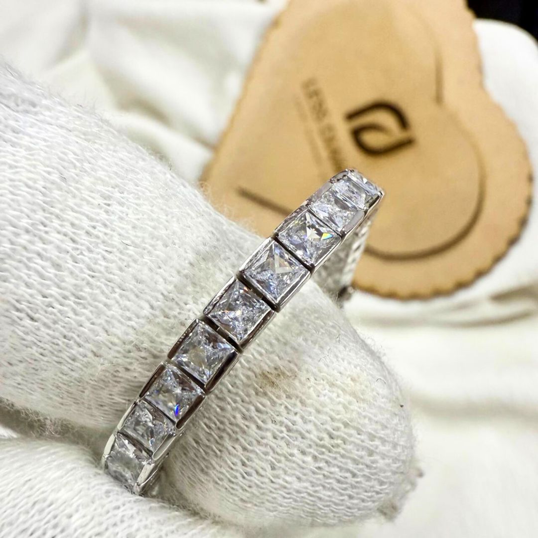 Moissanite Diamond Princess Cut Tennis Bracelet