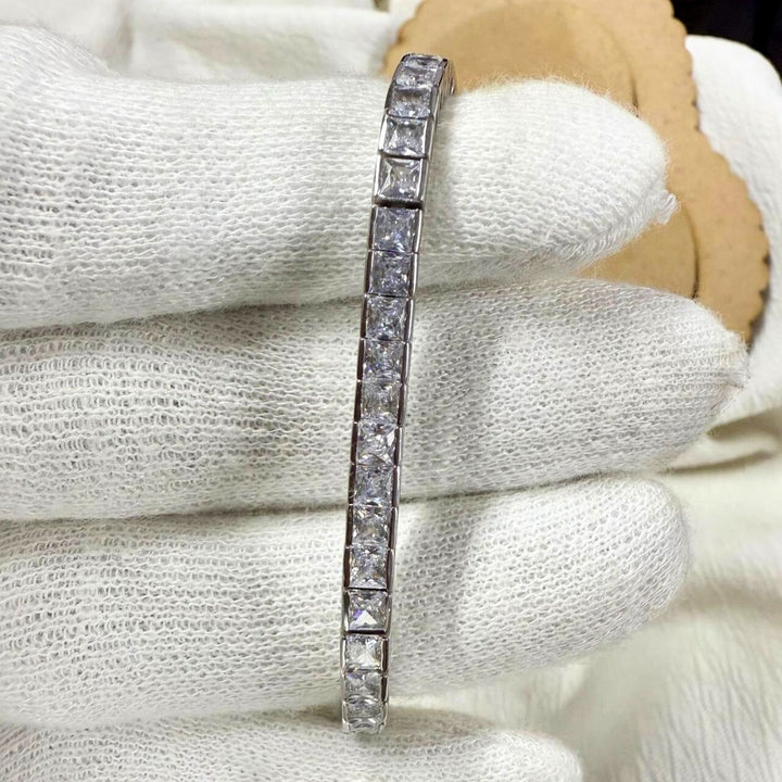 Moissanite Diamond Princess Cut Tennis Bracelet