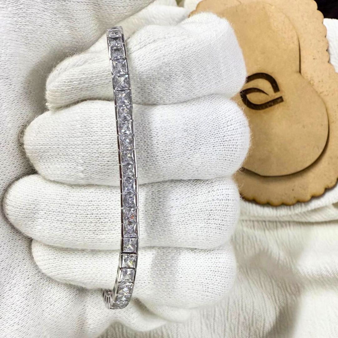 Moissanite Diamond Princess Cut Tennis Bracelet