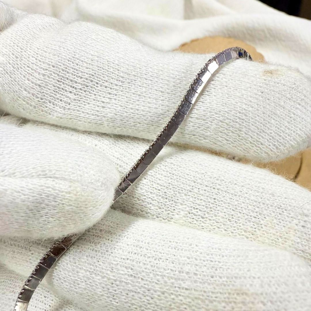 Slim Round Diamond Line Bracelet in 10KT White Gold