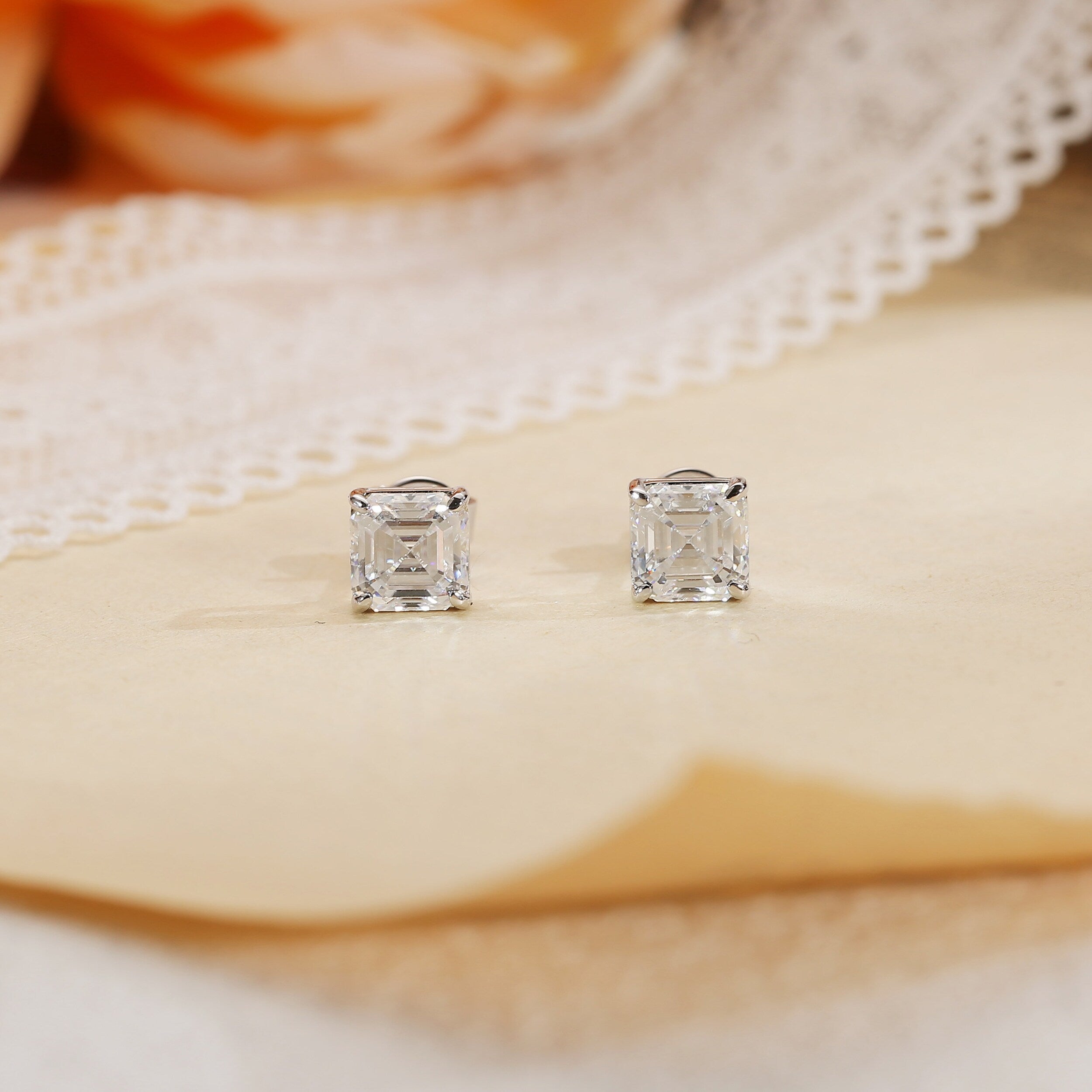 Moissanite 1.60 CT Asscher Diamond Stud Earring