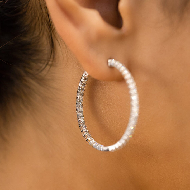 Moissanite 2.80 CT Round Diamond Hoop Earring
