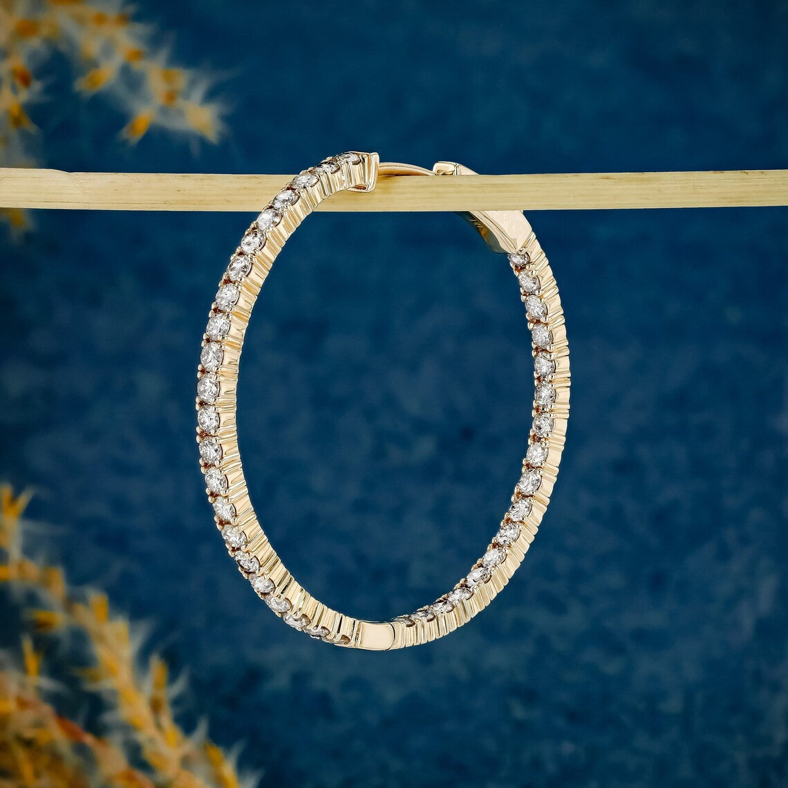 Moissanite 2.80 CT Round Diamond Hoop Earring