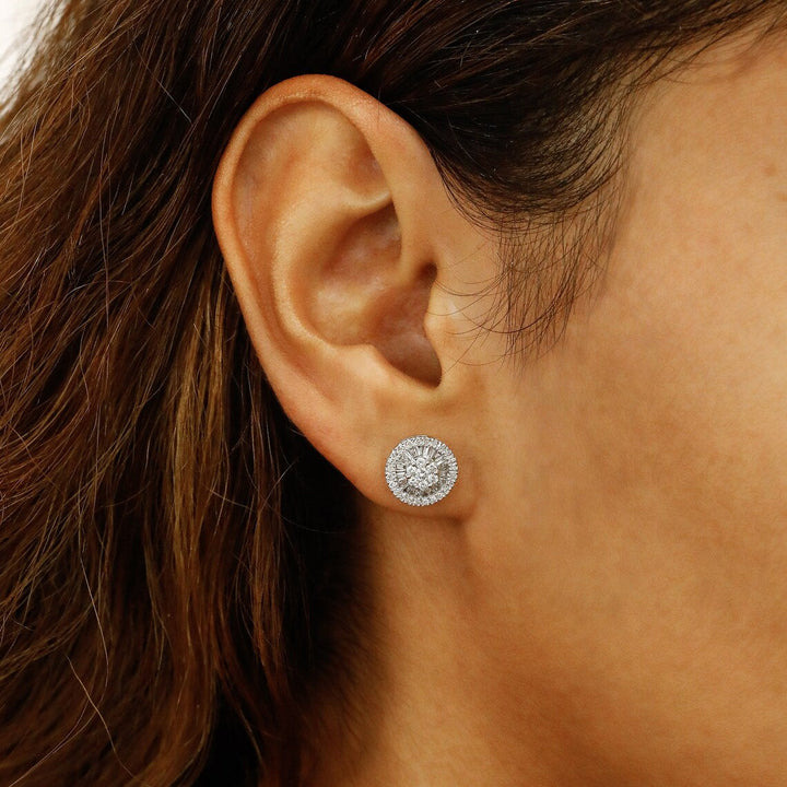 Moissanite 1.20 CT Round & Baguette Diamond Fashion Earring