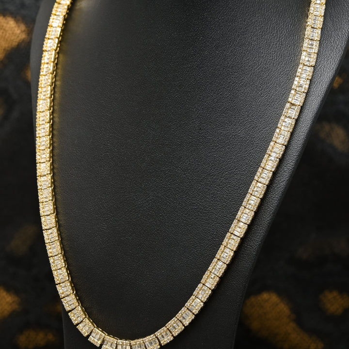 Moissanite 37.00 CT Round & Baguette Diamond Gothic Necklace