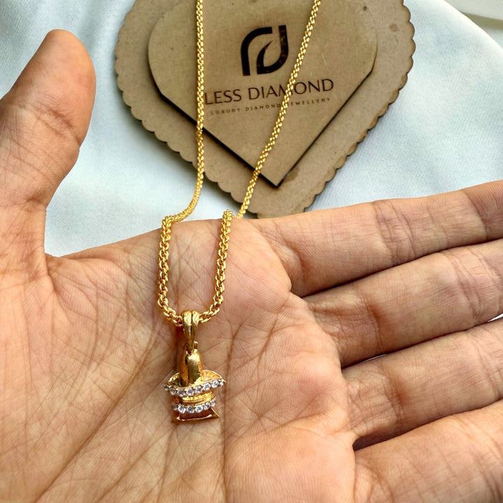 Yellow Gold Shivling Charm Chain Pendant