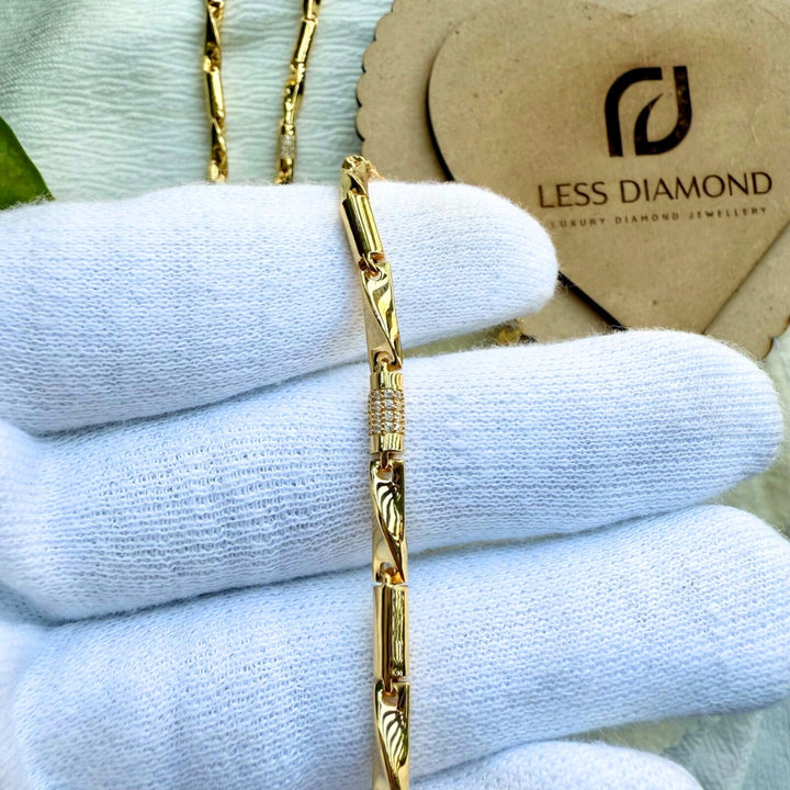 Geometric Chic Gold & Diamond Necklace For Men