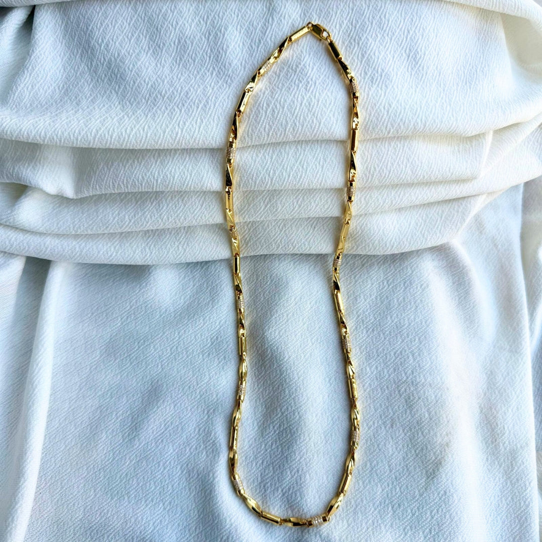 Geometric Chic Gold & Diamond Necklace For Men