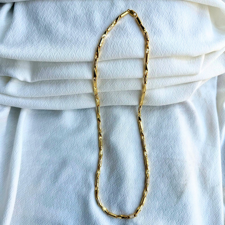 Geometric Chic Gold & Diamond Necklace For Men