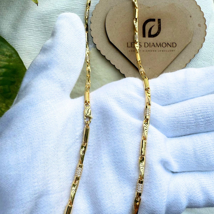 Geometric Chic Gold & Diamond Necklace For Men