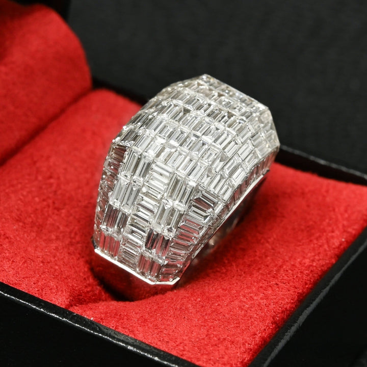 Moissanite 12.00 CT Baguette Cut Diamond Brutalist Ring