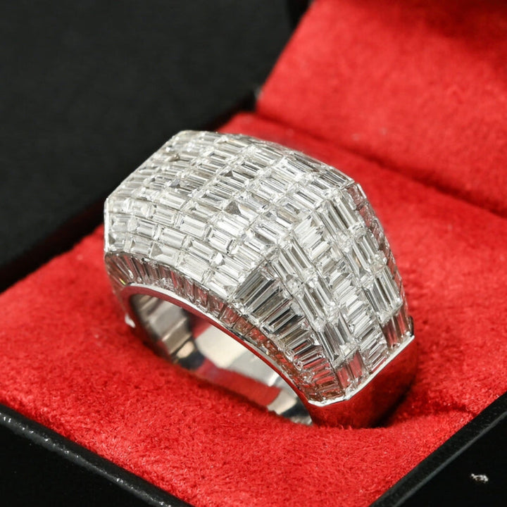 Moissanite 12.00 CT Baguette Cut Diamond Brutalist Ring