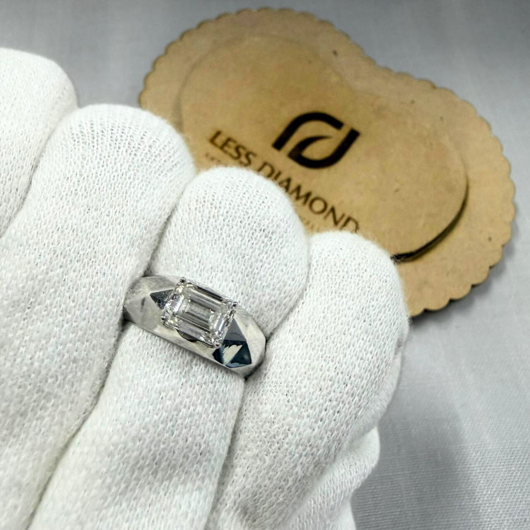 Contemporary Men’s Emerald Cut Diamond Band