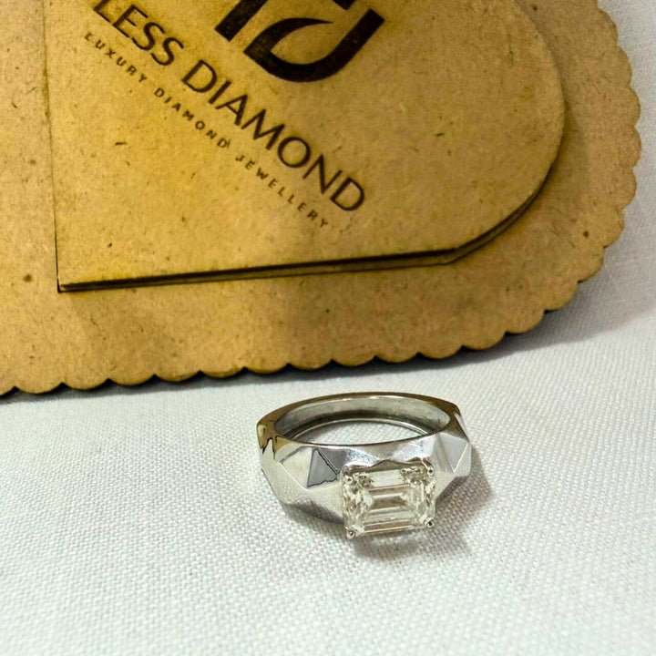 Contemporary Men’s Emerald Cut Diamond Band