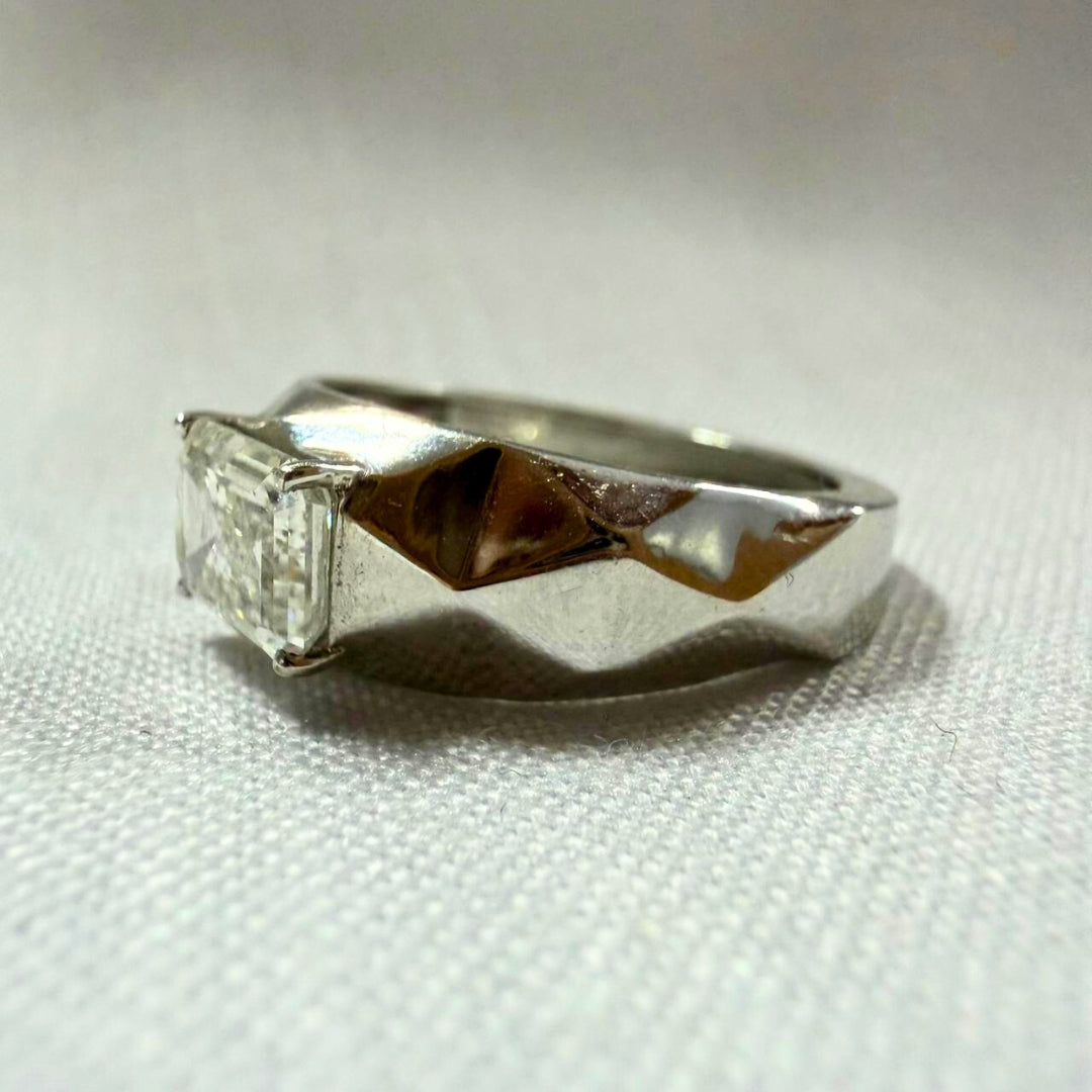 Contemporary Men’s Emerald Cut Diamond Band