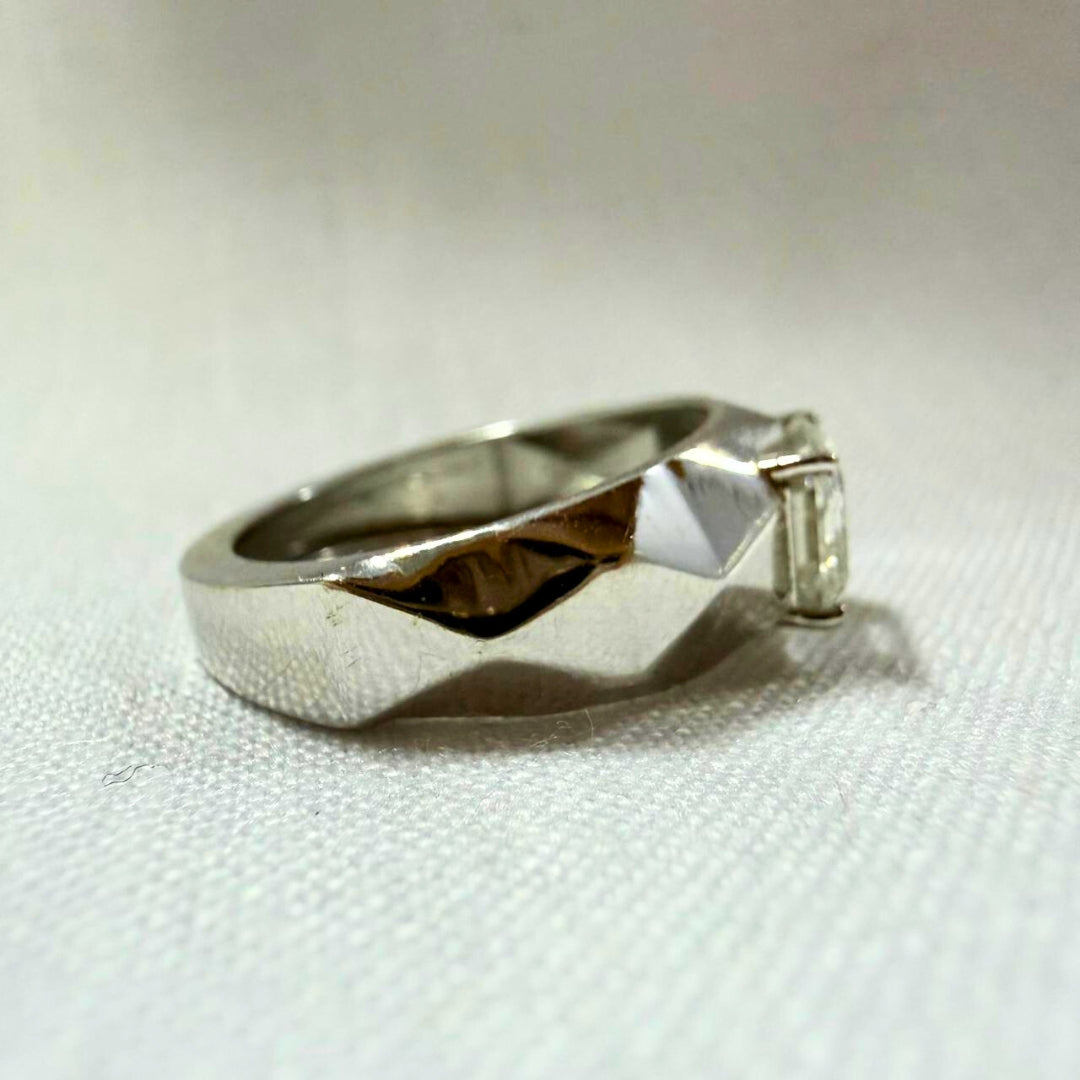 Contemporary Men’s Emerald Cut Diamond Band