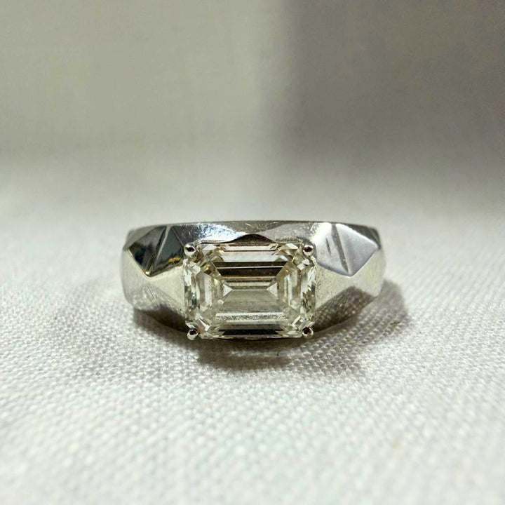 Contemporary Men’s Emerald Cut Diamond Band