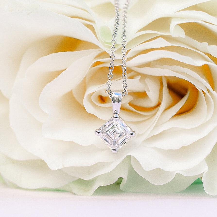 Moissanite 0.60 CT Princess Diamond Necklace