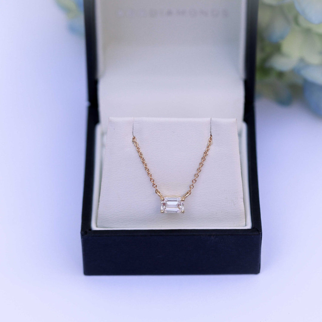 Moissanite 0.35 CT Emerald Diamond Necklace