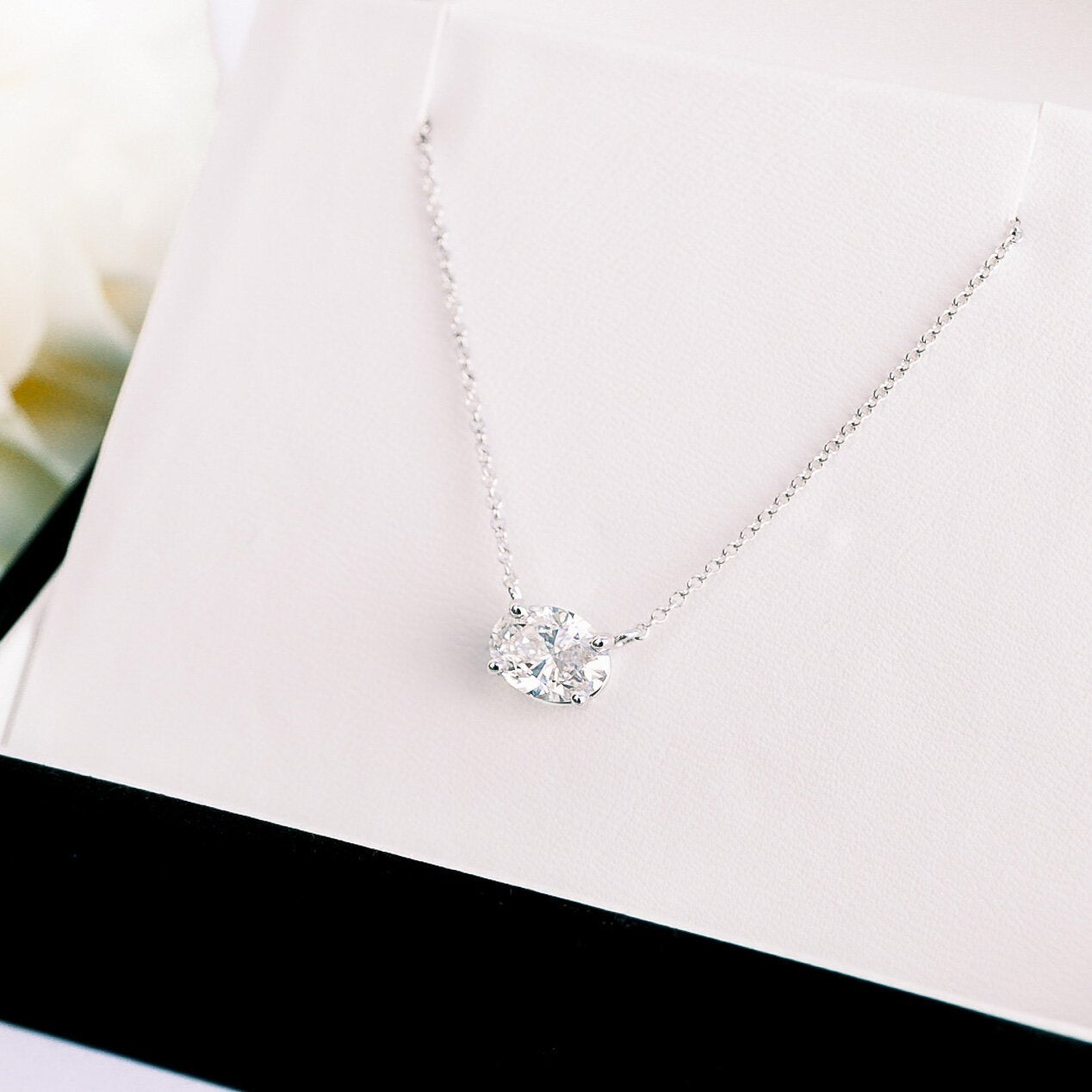 Moissanite 0.70 CT Oval Diamond Necklace