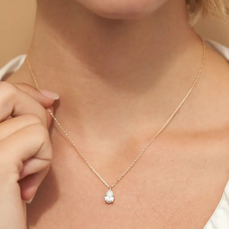 Moissanite 0.80 CT Pear Diamond Necklace