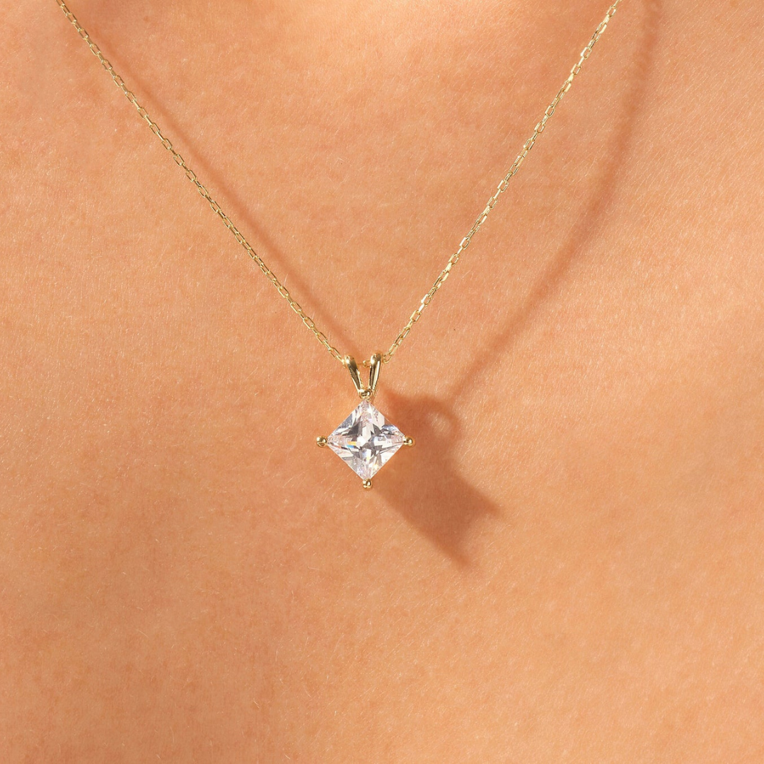 Moissanite 1.40 CT Princess Diamond Necklace