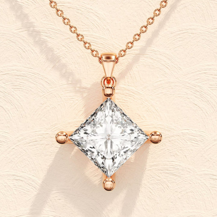 Moissanite 1.40 CT Princess Diamond Necklace