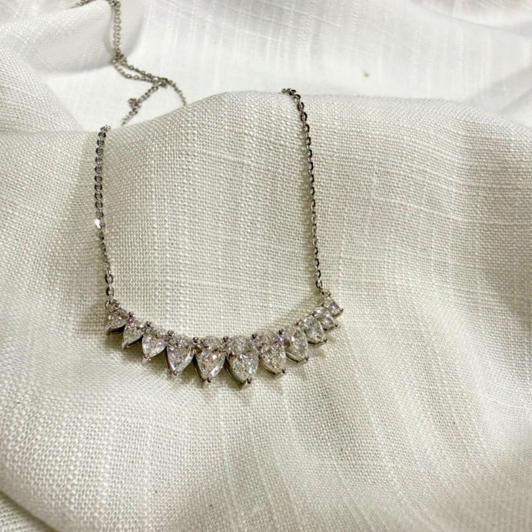 Pear Cut Moissanite Cluster Necklace