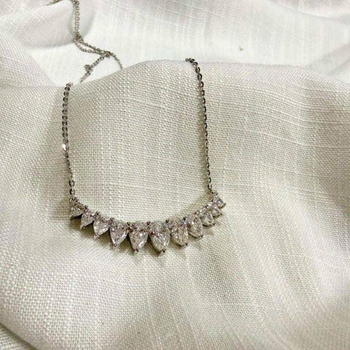 Pear Cut Moissanite Cluster Necklace