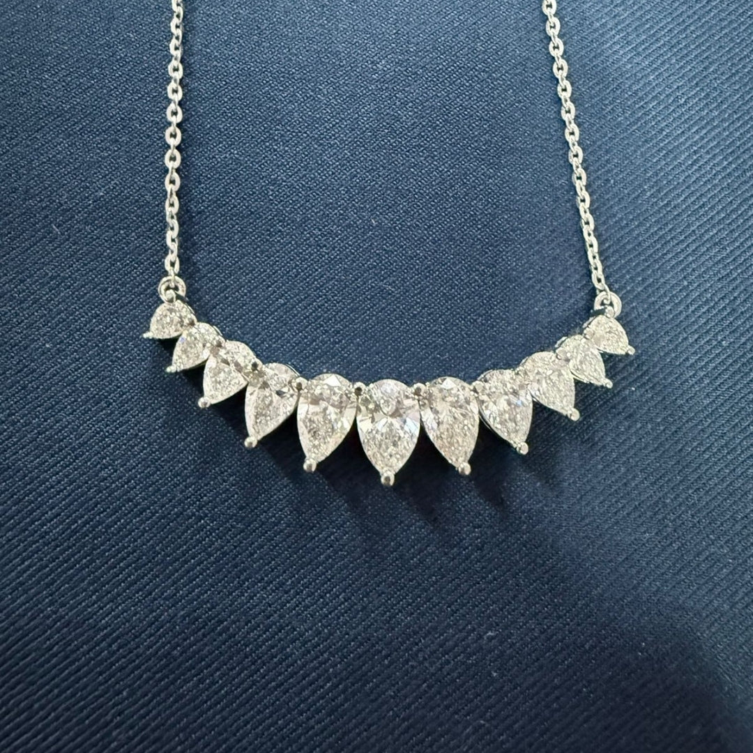 Pear Cut Moissanite Cluster Necklace