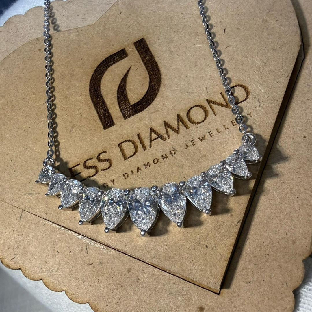 Pear Cut Moissanite Cluster Necklace