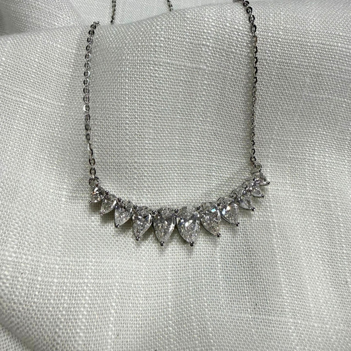 Pear Cut Moissanite Cluster Necklace