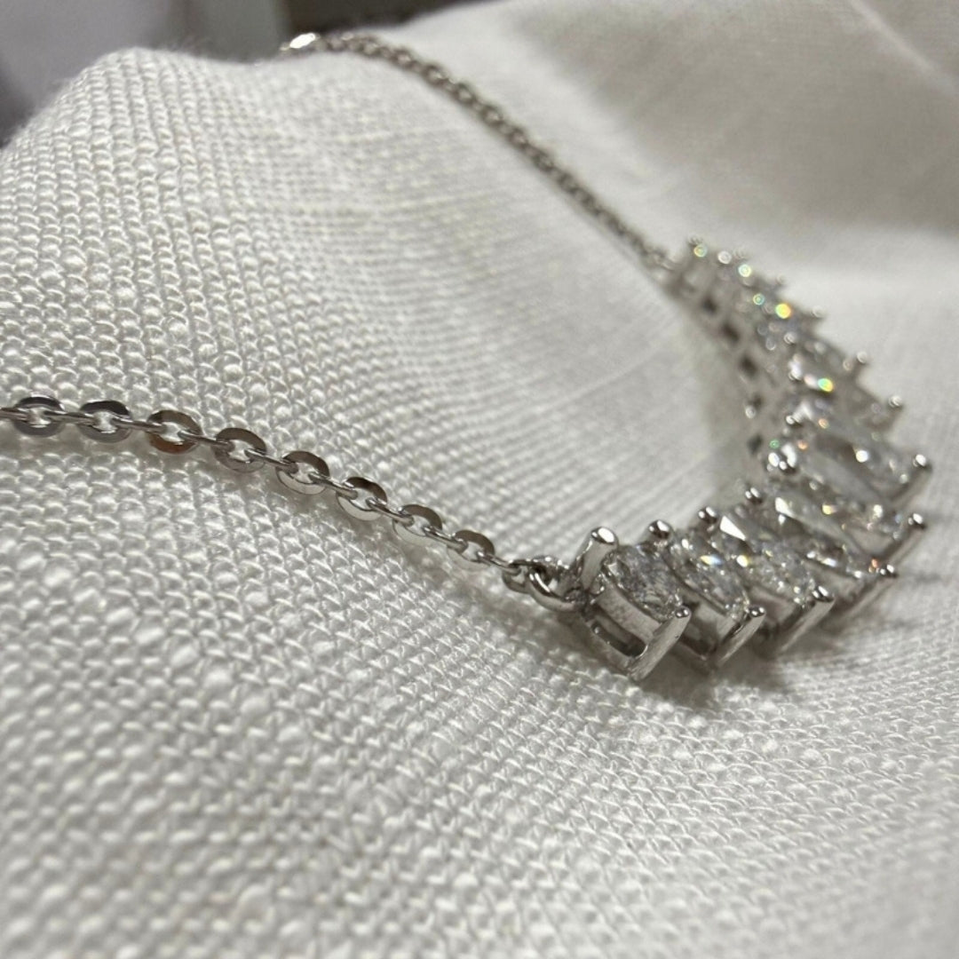 Pear Cut Moissanite Cluster Necklace