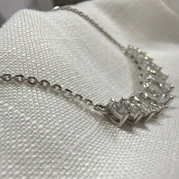Pear Cut Moissanite Cluster Necklace
