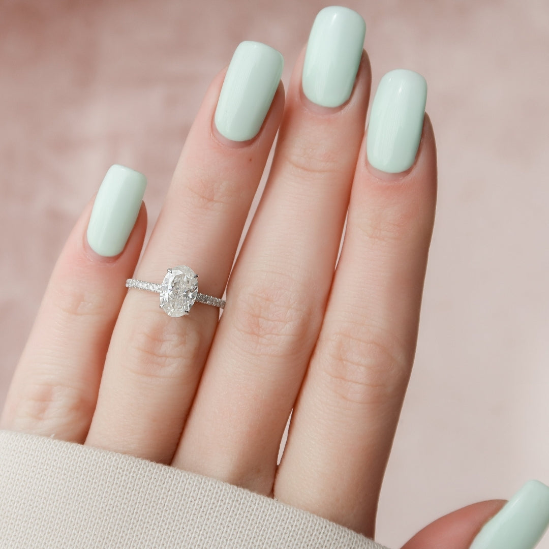 Less Diamond Moissanite 2.50 CT Oval Diamond Avant Garde Engagement Ring – Less Diamond