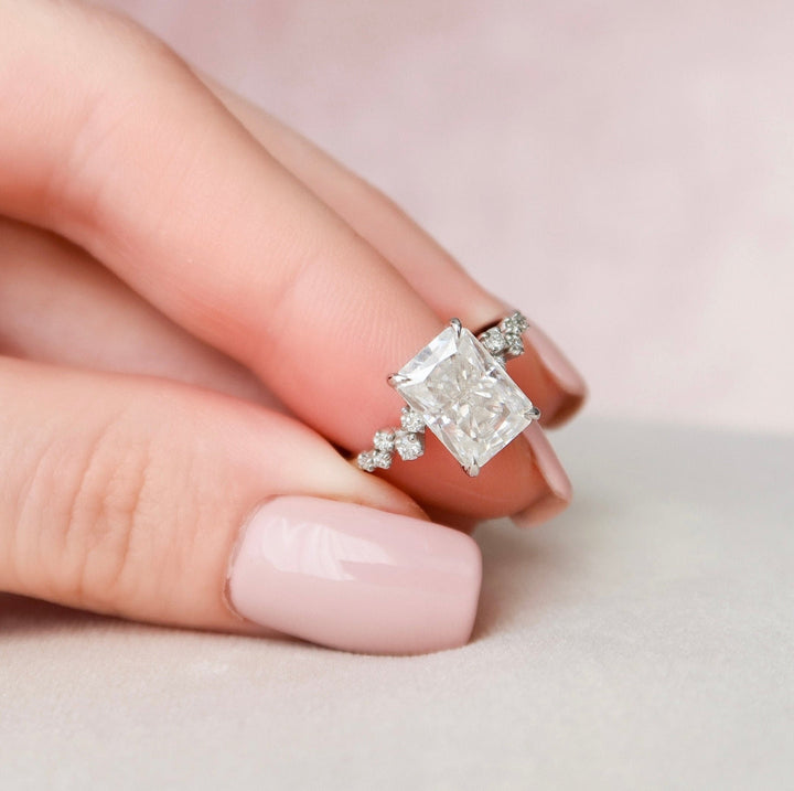 Moissanite 2.75 CT Radiant Cut Diamond Mid-Century Engagement Ring