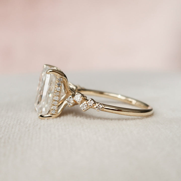 Moissanite 2.75 CT Radiant Cut Diamond Mid-Century Engagement Ring