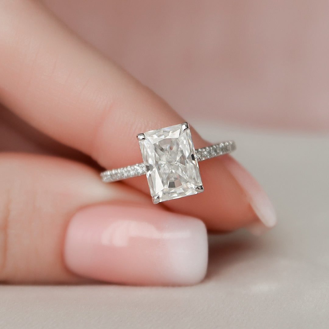 Moissanite 2.65 CT Radiant Cut Diamond Avant Garde Wedding Ring