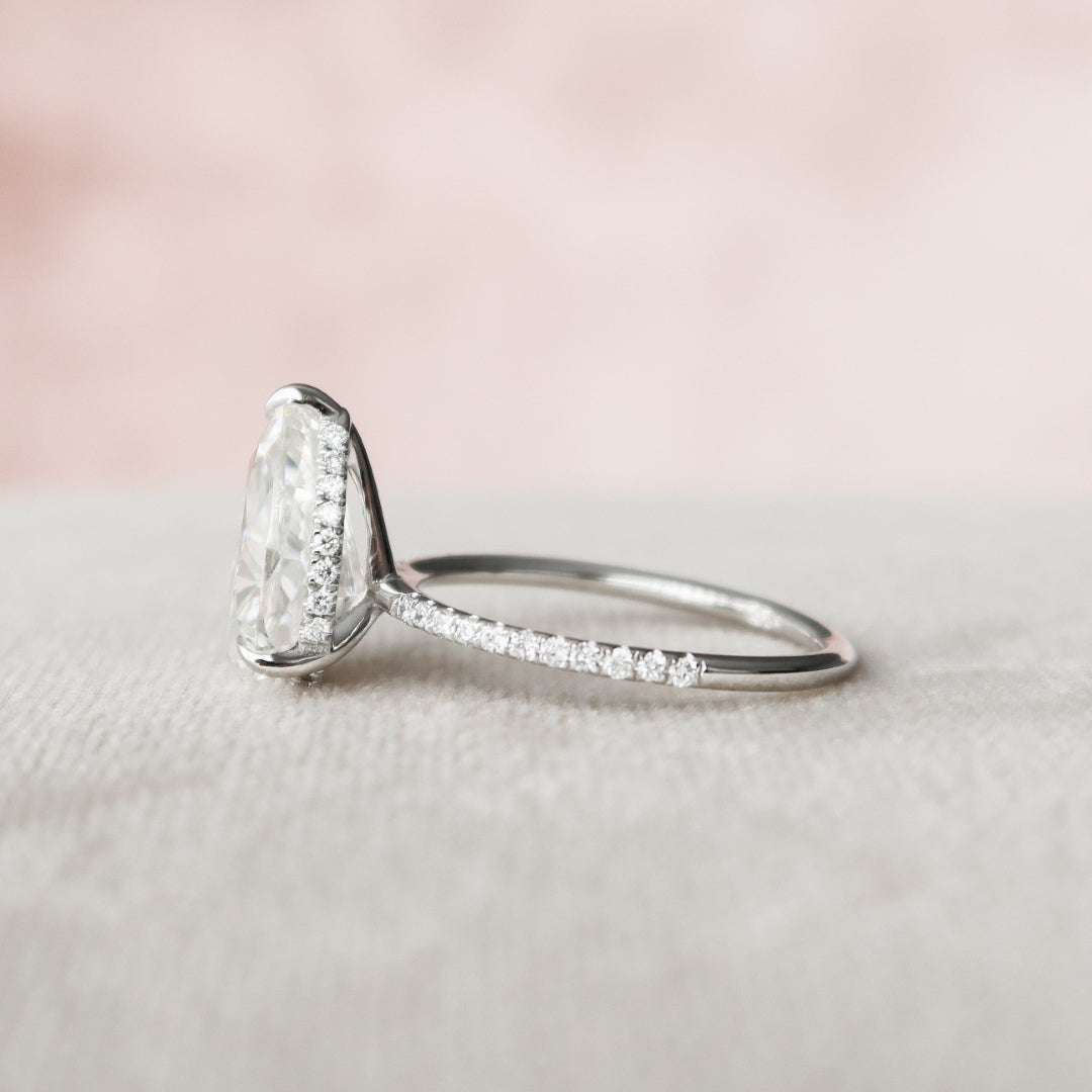 Moissanite 2.75 CT Pear Cut Diamond Brutalist Handmade Ring
